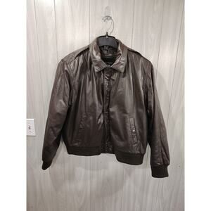 U2 Wear Me Out Brown Leather Jacket Size 44 Biker Ranch 90s Y2K